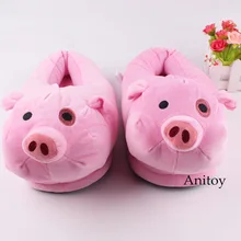 Anime Plush Toy Gravity Falls Waddles Plush Slippers Pink Pig Winter Indoor Shoes Comfy Slipper 28cm