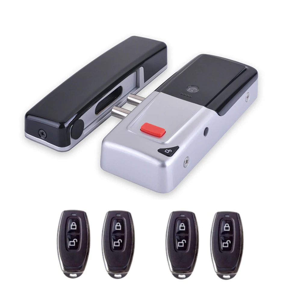 

DIY dry battery stealth wireless Remote control home door locks smart electronic lock +4 remote control