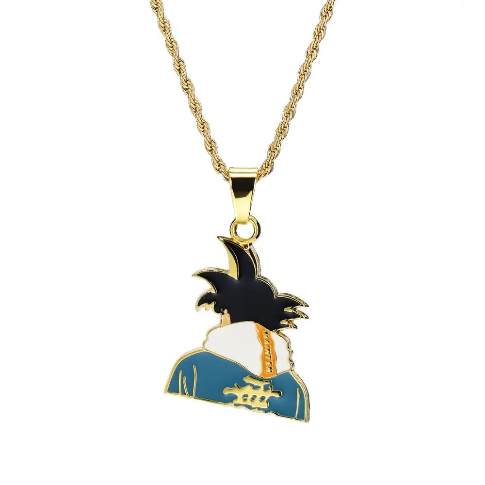 

2019 new arrived Men Hip Hop Dragon Ball Goku Pendants Necklaces fashion male Anime Figure Pendants necklace Hiphop Jewelry gift