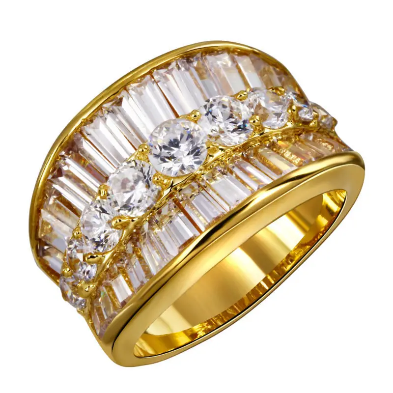 Latest fashion Women Wedding bridal rings Synthetic Cubic Zirconia Deluxe Gold Plated