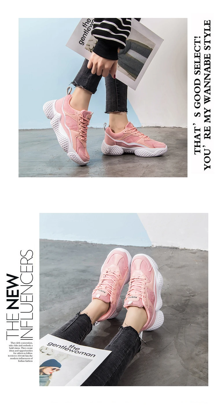 Женская Повседневная обувь из замшевой кожи, обувь на платформе, женские кроссовки, розовые кроссовки, женские кроссовки на плоской