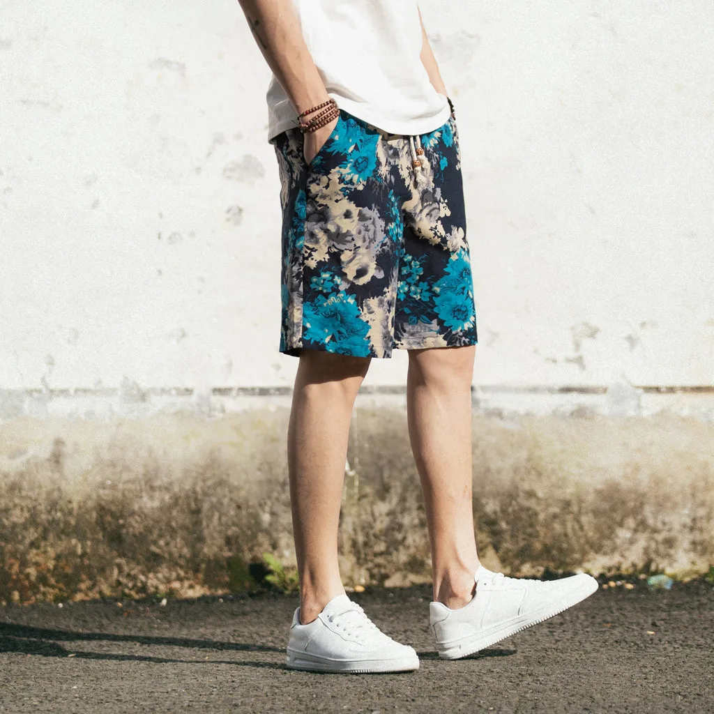 Мужские шорты летние pantalones cortos hombre широкие хлопковые льняные широкие пижамы пляжные свободные шорты мужские