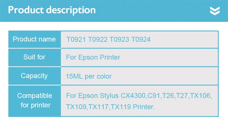 Aecteach T0921 многоразовый картридж для Epson Stylus TX106 TX109 CX4300 TX117 TX119 картриджи+ 400 мл заправка чернил принтера