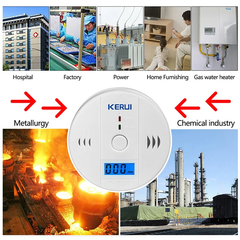 KERUI 10 шт. работает самостоятельно встроенный 85 дБ сирена звук ЖК-датчик СО датчик угарного газа Предупреждение тревоги Детектор