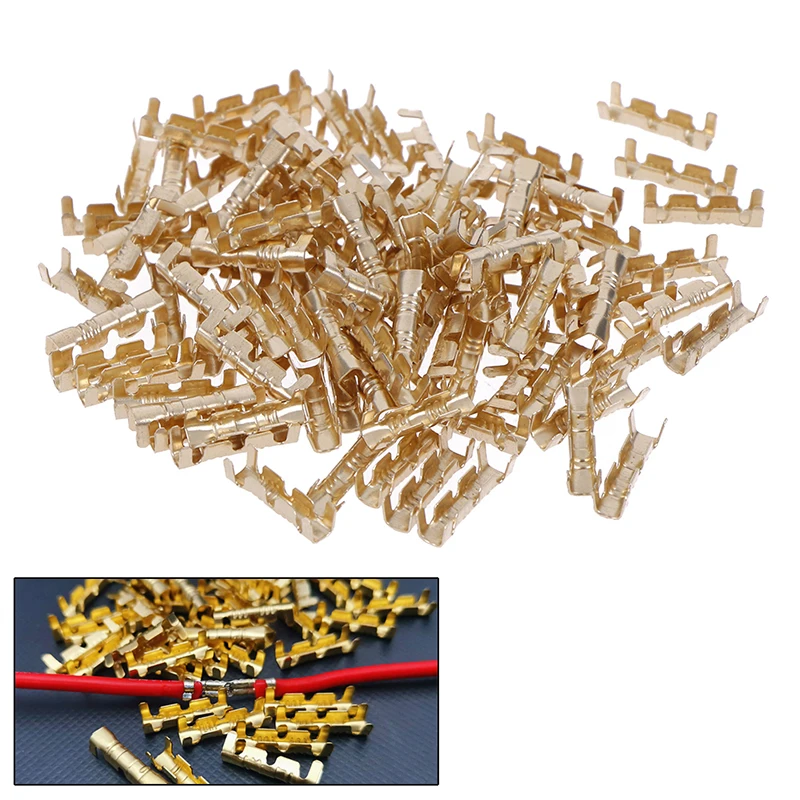 

100Pcs Brass Copper 0.5-1.5mm Square Millimeter Crimp Electrical Connector Wire Terminal Kit