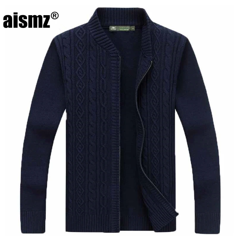 Aismz, кардиган, свитер, Мужская одежда,, Pull Homme Sueter Hombre, тонкий, мужской, Осень-зима, модный кардиган на молнии, с воротником, Roupas