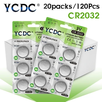 

YCDC 120pcs in Bulk CR2032 3V Cell Button Battery Coin Battery cr 2032 Lithium Li-Po Batteries For Watches Clocks Toys