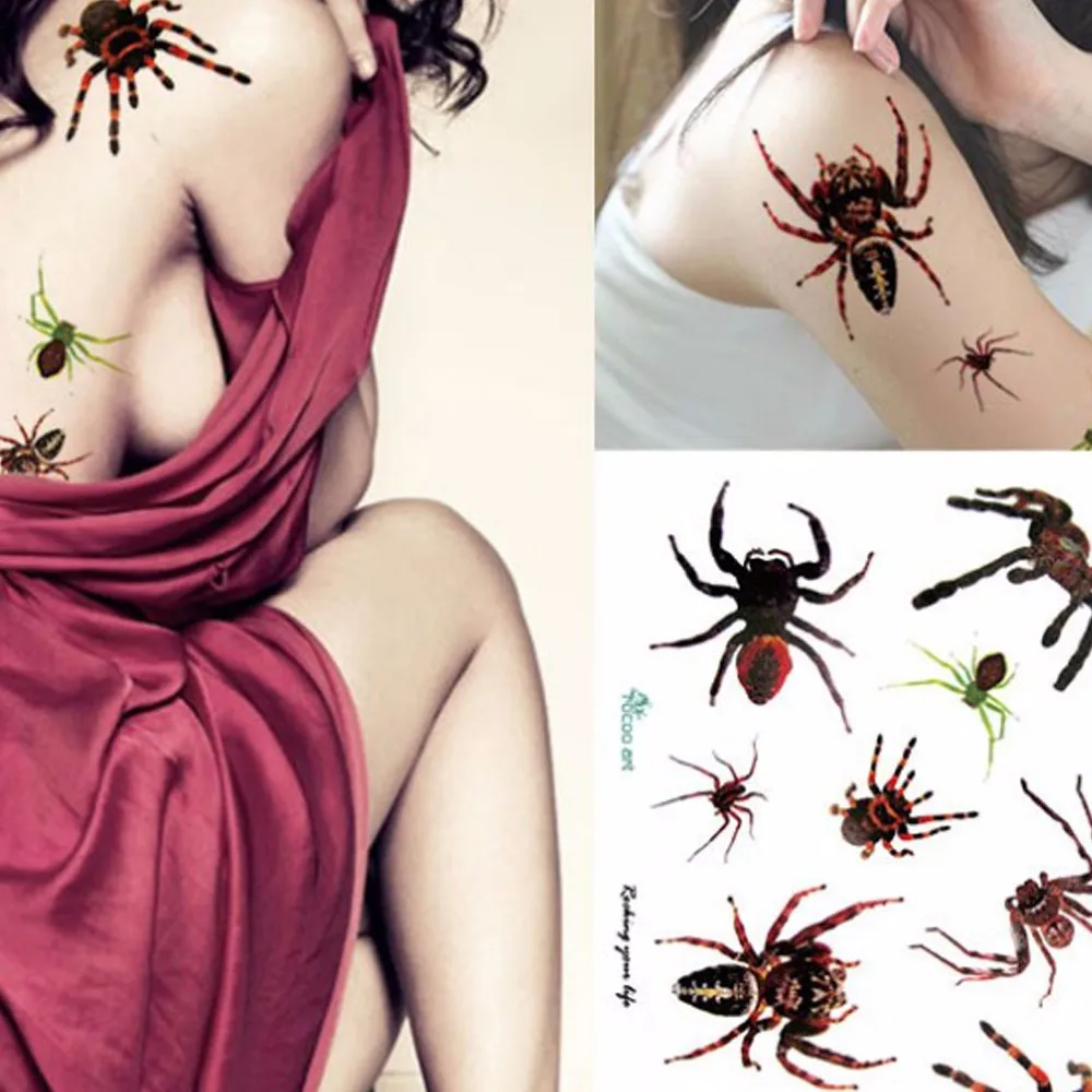 

Halloween One-time tattoo spider Environmental Waterproof Disposable personalized Tattoo Stickers For Girls And Man 1A13
