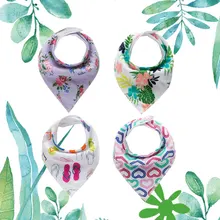 4 шт., детские нагрудники, водонепроницаемые, треугольные, хлопковые, детские нагрудники, бандана, нагрудники для новорожденных, впитывающая ткань