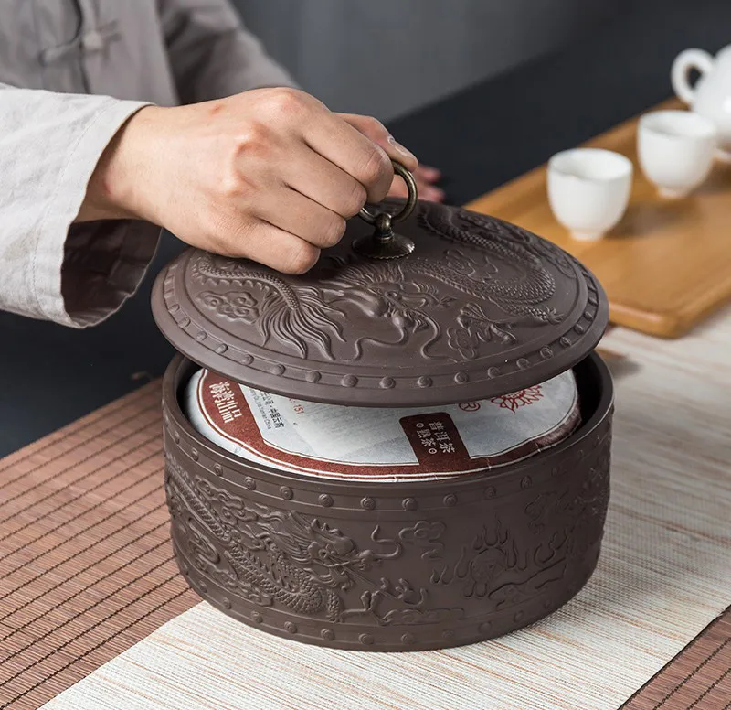 Китайские керамические чайные коробки, тщательно разработанные пейзажи, включая сухофрукты и редкие травы, керамическая чайная коробка