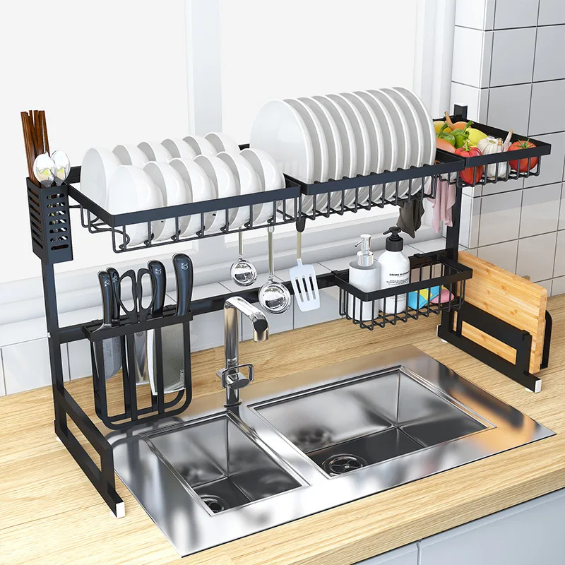Us 125 86 19 Off Stainless Steel Dishes And Plates Rack Kitchen Sink Organizer Dish Drainer Sponge Chopsticks Holder Drying In