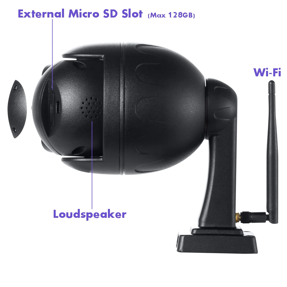 OwlCat Wireless Street IP Camera IP66 Waterproof WiFi Surveillance Camera Chamber with Microphone Speaker Talk 128GB SD Slot