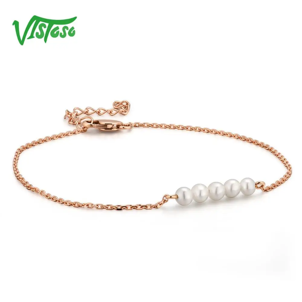 VISTOSO 14 K браслет из розового золота для женщин подлинный трендовый пресной воды
