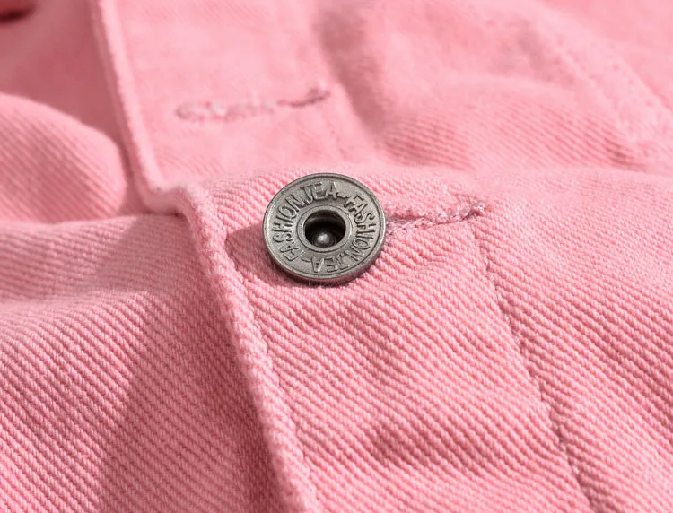 Стиль Для мужчин верхняя джинсовая одежда Для мужчин, Модная Джинсовая куртка джинсы на осень, весну Джинсовые куртки пальто классический розовый