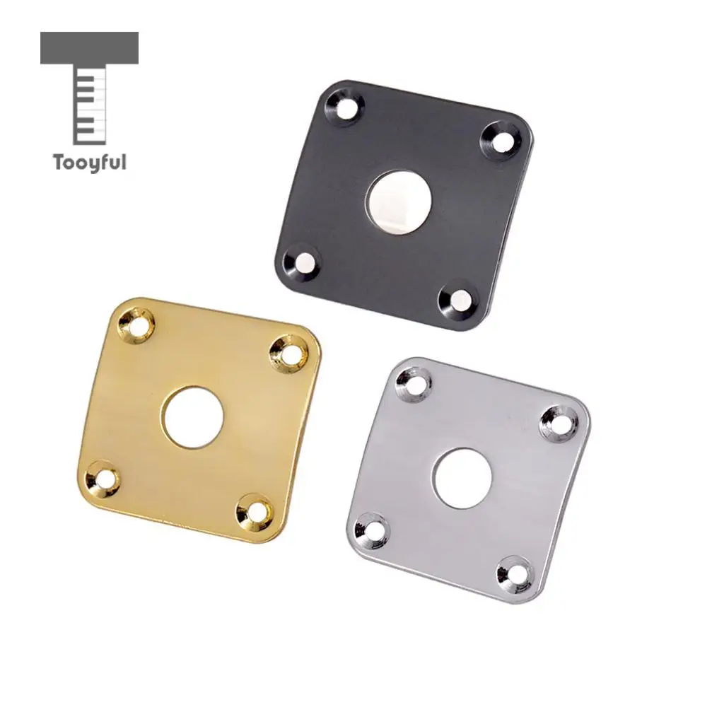 Tooyful 2pcs Metal Curved Bottom Jack Plate Square Jackplate for LP Electric Guitar Parts