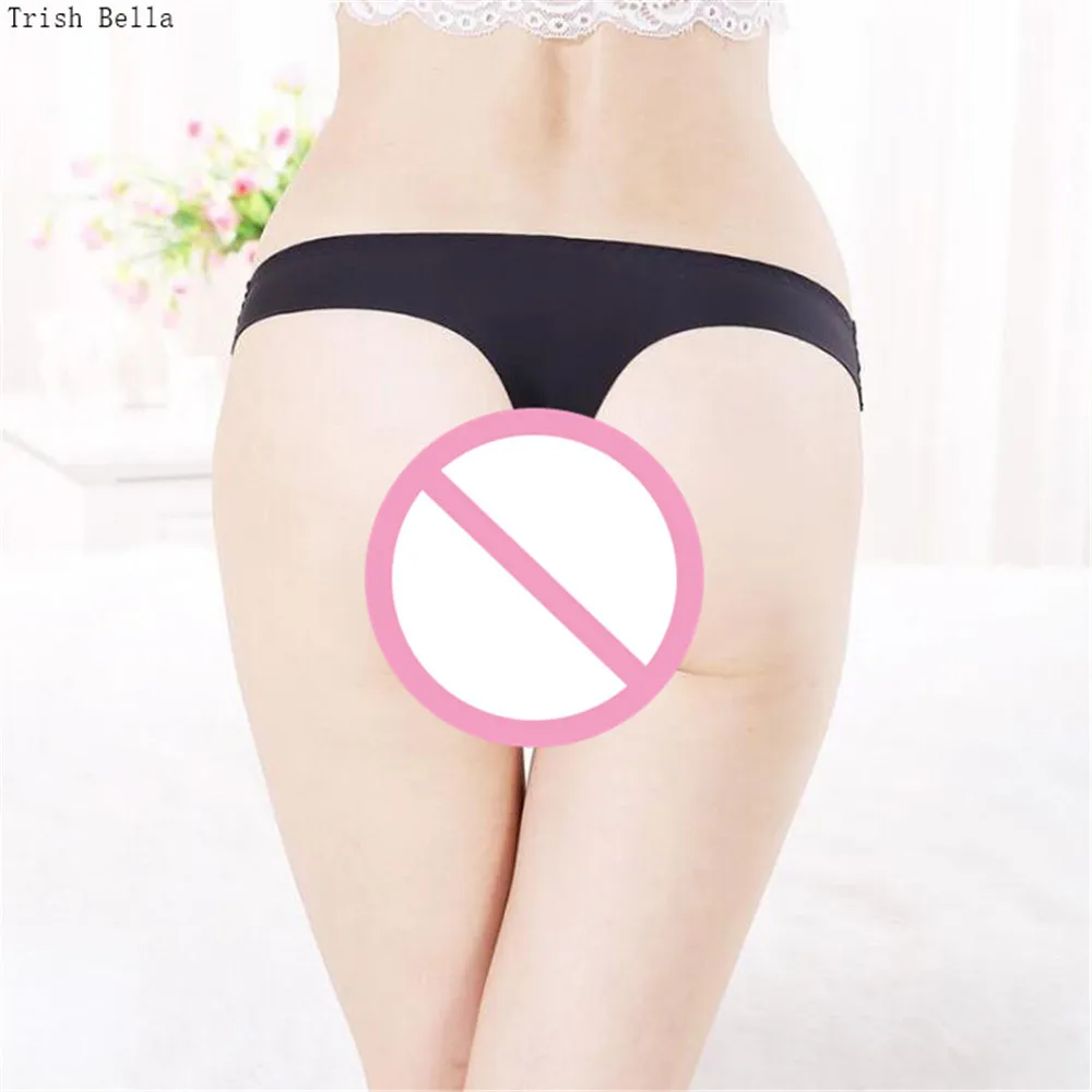 

Trish Bella 2018 Ice silk Solid color One piece No trace Ultrathin Low-waist sexy lingerie panties underwear women erotic string