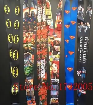 

New 30 Pcs Cartoon Superheros superman key chain Neck Strap Keys Lanyards Free Shipping Y-10