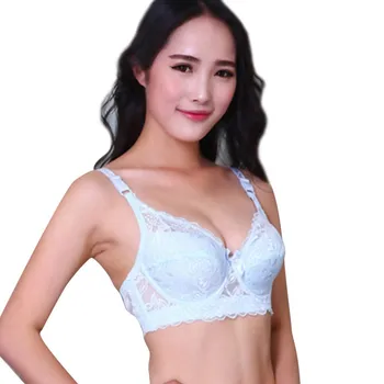 

Women Embroidery Lace Floral Deep V Gather Strapless Bra Thin Push Up Padded Underwire Bra for Women