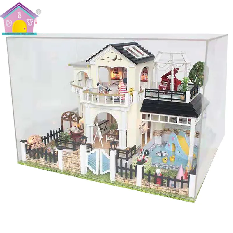 Hongda DIY Doll House Creative Model Building Dollhouse Flowers Full Moon Handmade Cabin Birthday Gift Home Large House D030Z Hongda DIY Doll House Creative Model Building Dollhouse Flowers Full Moon Handmade Cabin Birthday Gift Home Large House D030Z
