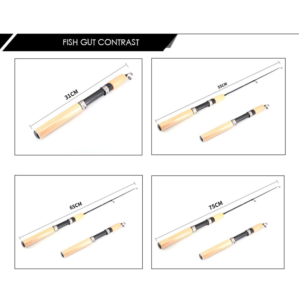 Winter Fishing Rods Combo Ice Fishing Rod with Fishing Reel and Line Outdoor Portable Spinning Casting Fishing Reel Tackle Set