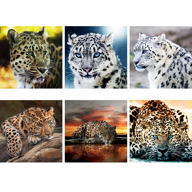 Животных Leopard 5D DIY полный алмазов картина квадрат горный хрусталь крестом мозаика