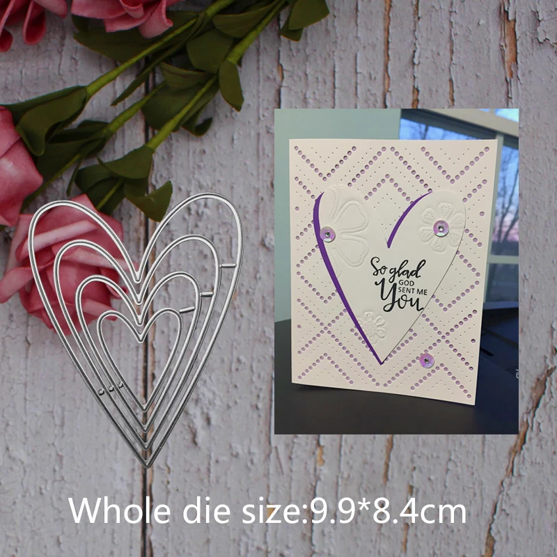 

Metal steel frames Cutting Dies 4pcs new love heart DIY Scrap booking Photo Album Embossing paper Cards9.9*8.4cm