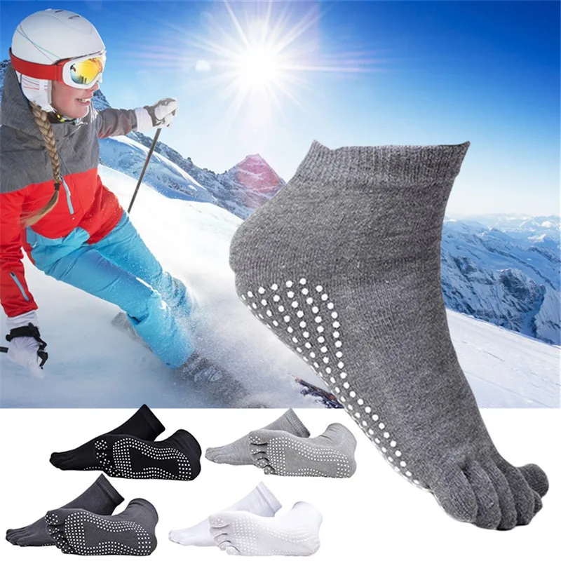 Outdoor Sports Fitness Socks Five-toe Anti-skid Breathable Climbing Camping Hiking Running Cycling Yoga Men Socks Black Gray