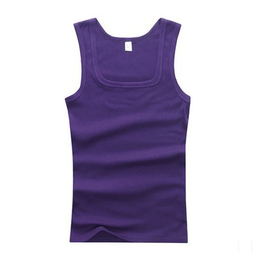 YJSFG HOUSE горячая Распродажа, мужские повседневные топы, летние майки без рукавов для бодибилдинга, модные мужские футболки с квадратным воротником - Цвет: Фиолетовый
