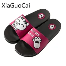 Модные Cat Для мужчин летние домашние тапочки и открытый Тапочки унисекс Нескользящие пара ванна Симпатичные домашние мужские Тапочки