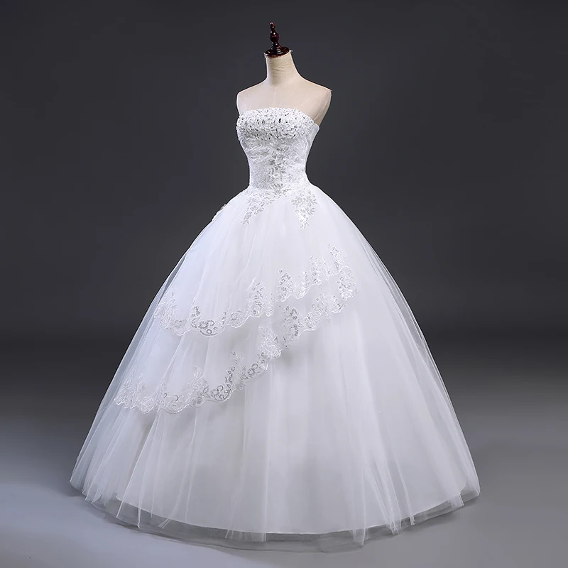 Fansmile хрустальные бусины свадебные бальные платья на шнуровке Свадебные платья подгонянного размера плюс винтажный халат de Mariee