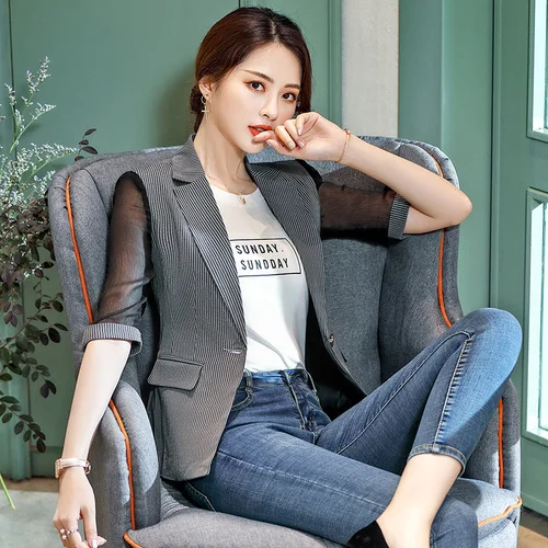 2020 Spring Autumn Fashion Five-minutes Sleeved Leisure Women Suit New Style One Button Female Work Wear Slim Temperament Tops - 33055047972