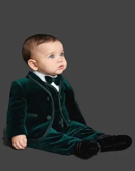Зеленые бархатные свадебные комплекты из 3 предметов для мальчиков(пиджак+ брюки+ жилет+ галстук-бабочка), Custome Homme, костюмы для детей, приталенные классические блейзеры для мальчиков - Цвет: as picture