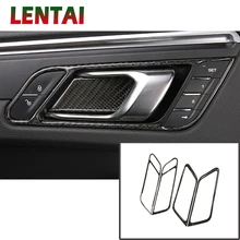 LENTAI Авто Стайлинг углеродное волокно межкомнатной двери ручки чаши Крышка наклейки для Porsche Macan аксессуары