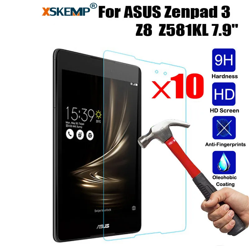 XSKEMP 10Pcs/Lot 9H Real Tempered Glass For ASUS Zenpad 3 Z8 Z581KL 7.9&quot Clear HD Screen Protector Tablet Protective Film Guard |