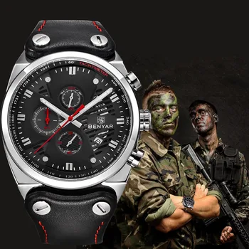 

BENYAR Sport Men Watch Top Brand Luxury Waterproof Military Chronograph Quartz Man Watch Army Male Clock Relogio Masculino SAAT
