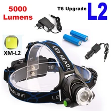 Аккумуляторная XM-L T6 L2 5000LM CREE СВЕТОДИОДНЫЕ Фары Масштабируемые Фар СВЕТОДИОДНЫЕ 18650 Фонарик Велосипедов Головного Света Кемпинг СВЕТОДИОДНЫЕ Фары