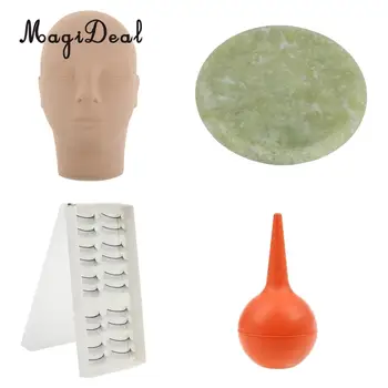 

MagiDeal 10 Pairs False Eyelash + Glue Dryer + Extension Glue Holder + Mannequin Head Training High Quality