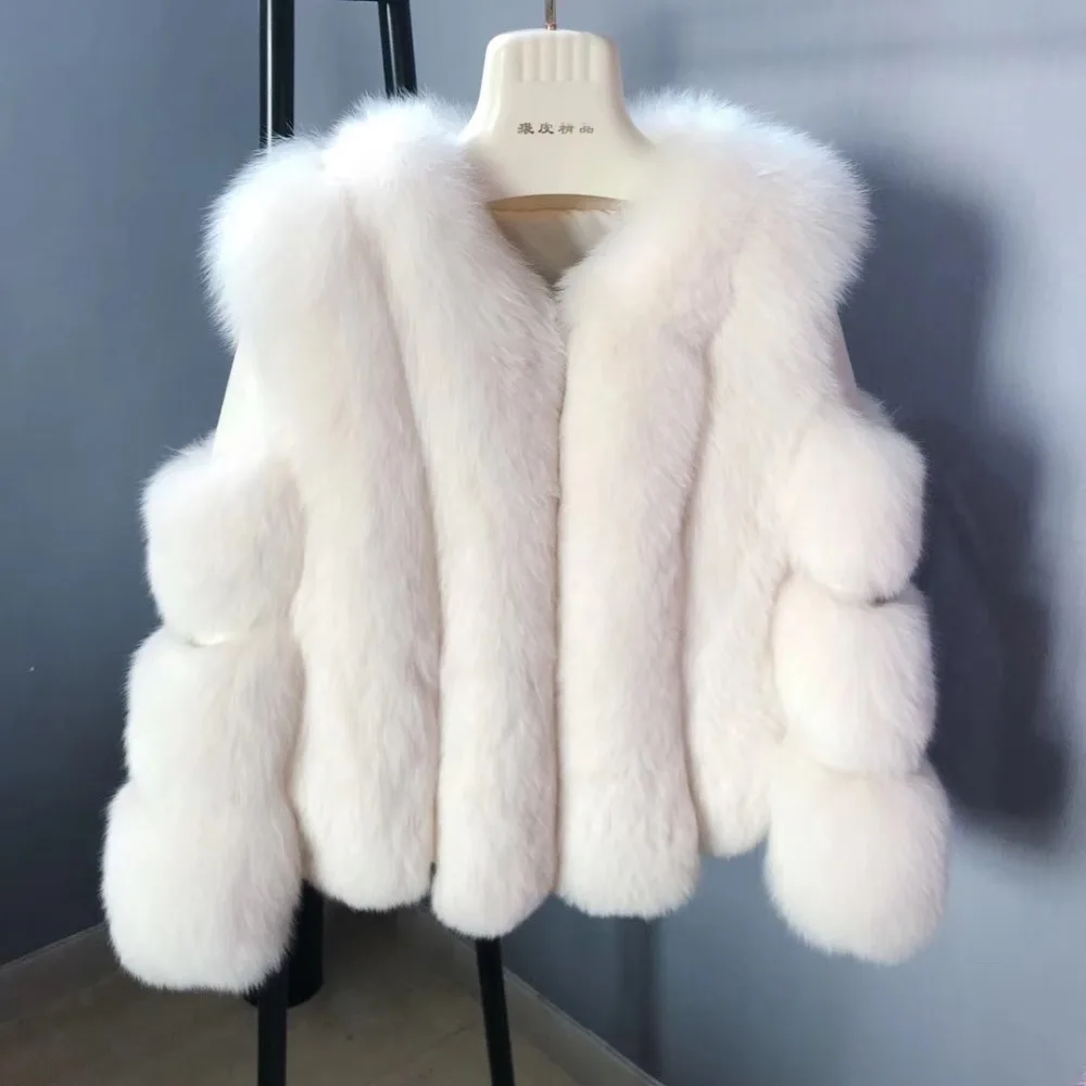 

Hot Selling Real Fox Fur Coat With Real Sheep Leather Warm British Style Woman's Coat Customized Winter New Genuine Fur Jacket