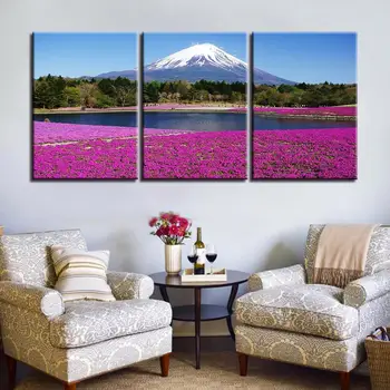 

3 Piece HD Printed AbstractMOUNT FUJI BY THE LAKE Painting Canvas Print Wall Picture For Living Room