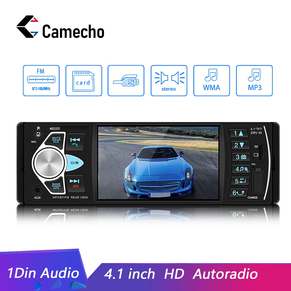 Camecho Autoradio 4022D 4 1 &quot1 Din автомобильное радио аудио стерео USB AUX FM Аудио плеер станция