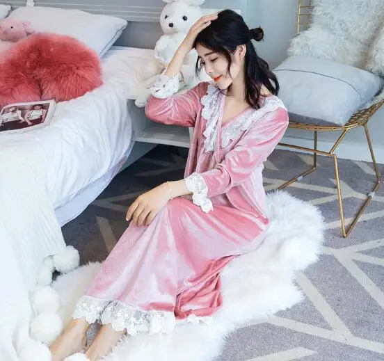 Женская ночная рубашка с длинным рукавом и V образным вырезом|nightgowns women|womans long sleeve