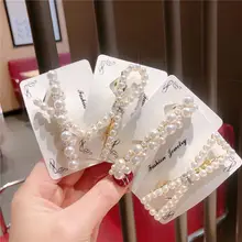 Новинка, в Корейском стиле, украшенная жемчугом, с геометрическим принтом заколка в виде бантика заколка для волос для женщин и девочек зажимы для челки жемчужная заколка оснастки заколки для волос заколка аксессуары для волос