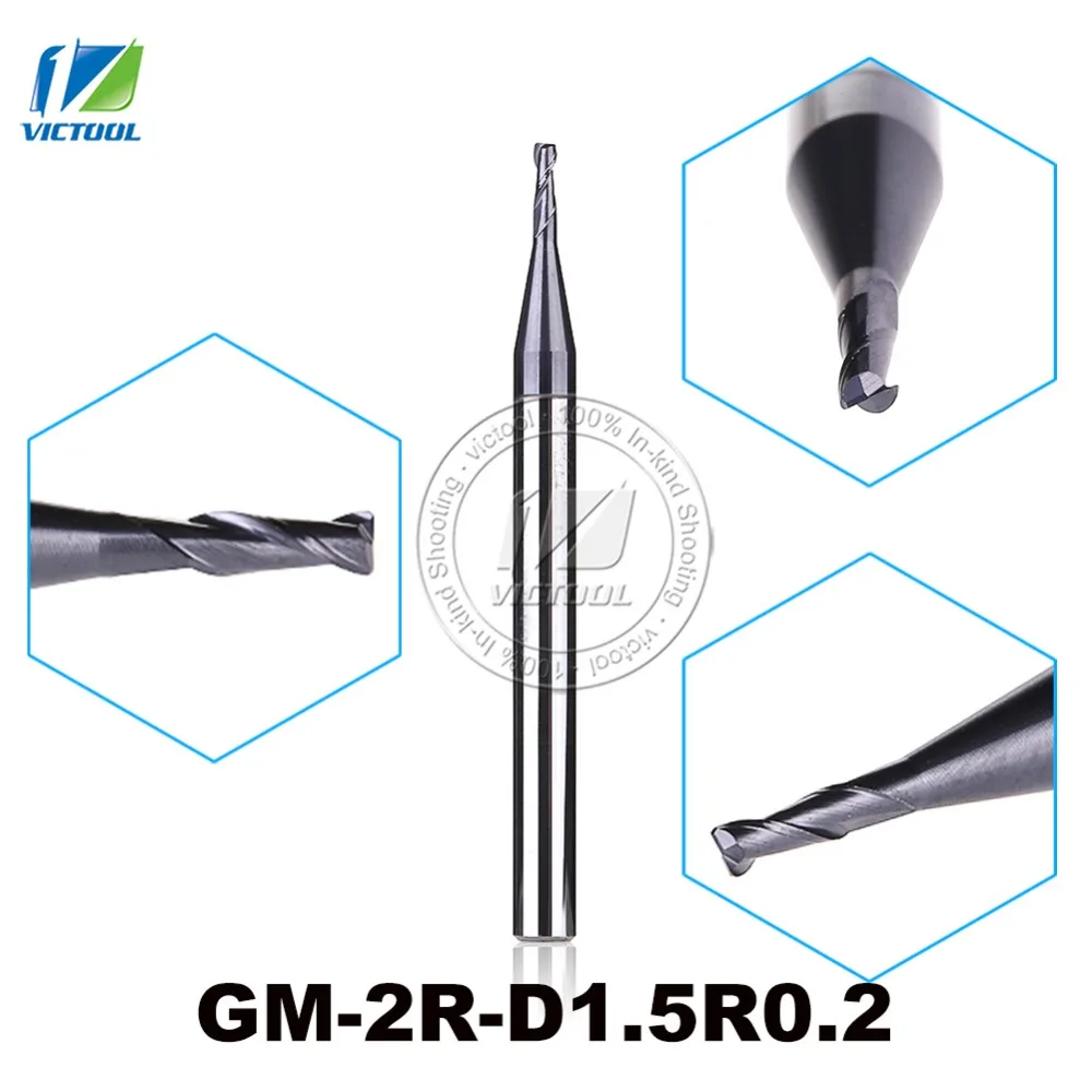 

5pcs/lot GM-2R-D1.5R0.2 Cemented Carbide Solid 2-Flute Circular Arc End Mills With Straight Shank Cutting Tools R End Mills