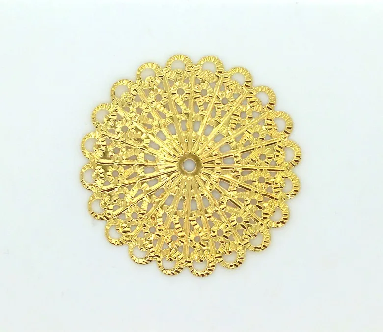 

Free shipping-20 Pcs Gold Tone Filigree Flower Wraps Metal Crafts Gift Decoration DIY Findings Connectors 42mm F0883