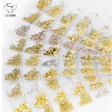 LEAMX 1 упаковка Смешанные 3D DIY Полые Металлические рамки украшения для дизайна ногтей заклепки маникюрные аксессуары DIY Shell слайдер Шпильки для ногтей L493