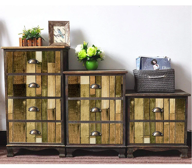 غرفة المعيشة المتوسط الذاتي لاصق الخشب الحبوب خلفيات ديكور المنزل خزانة الباب الأثاث تحديث جدار ملصقا