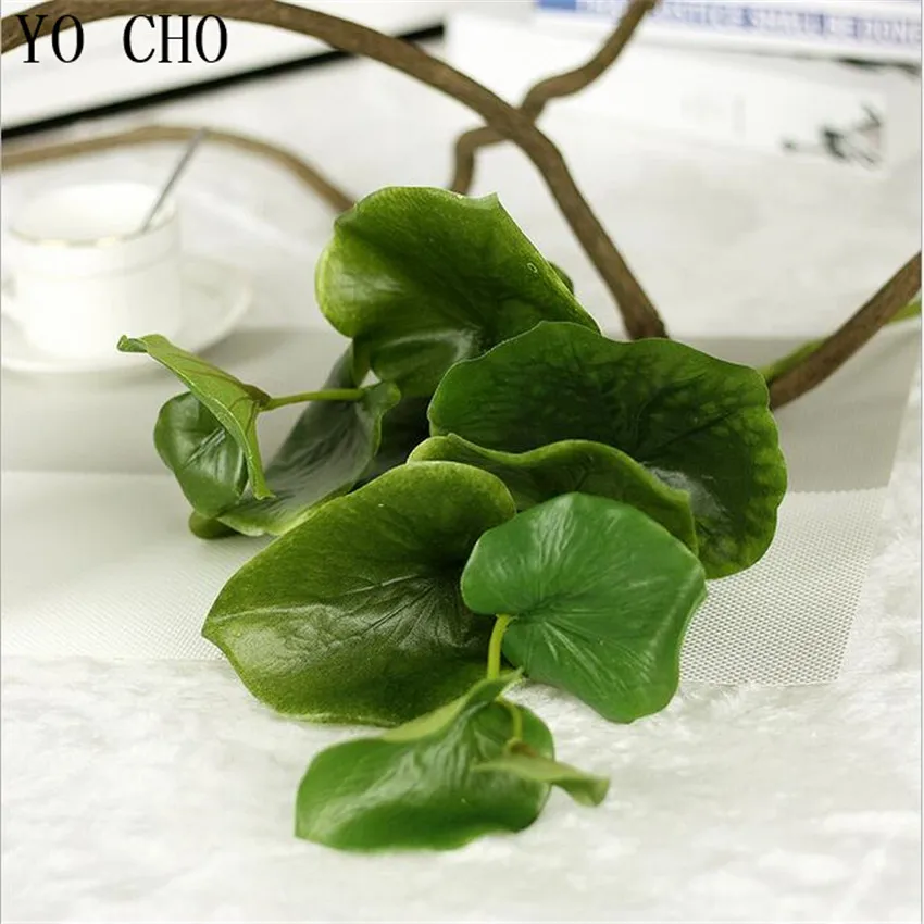 

YO CHO Artificial Oxalis lobata Grass Wild vetch Leaf Plastic Fern Plant Flower Decoration Orchid Leaves Home Wedding Flexible