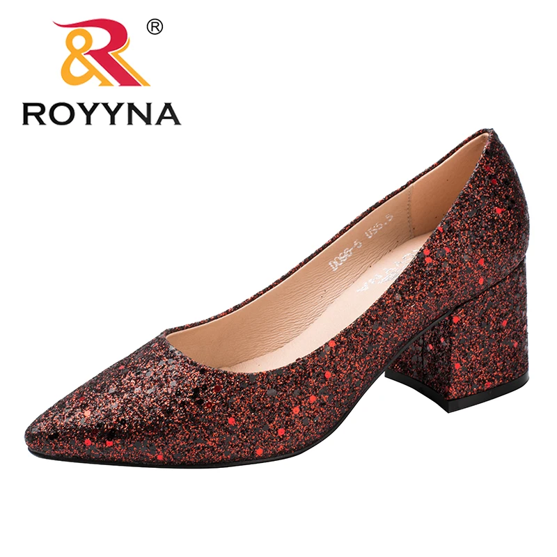 

ROYYNA New Fashion Style Women Pumps Pointed Toe Women Office Shoes Square Heels Lady Wedding Shoes Comfortable Free Shipping
