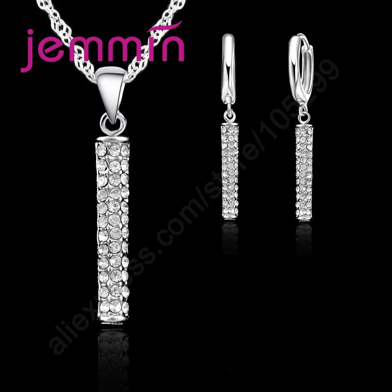 

Magic Female 925 Sterling Silver Long Chain Pendant Necklace Earrings Jewelry Sets 925 Sterling Silver For Girls Gift