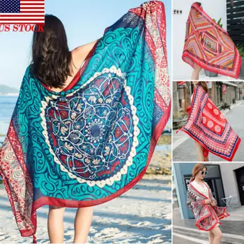 

Women Bohe Wrap Scarf Shawl Floral Printed Beach Casual Shawl Scraf 180-100cm